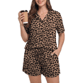 thumbnail image 1 of PINKSIR Women’s Plus Size Pajama Set – Button Down Short Sleeve Top & Drawstring Shorts with Pockets, Leopard, 1 of 8