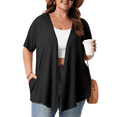 thumbnail image 1 of PINKSIR Women's Plus Size Short Sleeve Cardigan Lightweight Breathable Summer Open Front with Pockets Black 3X, 1 of 8