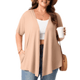 thumbnail image 1 of PINKSIR Women's Plus Size Short Sleeve Cardigan Lightweight Breathable Summer Open Front with Pockets Light Khaki 2X, 1 of 8
