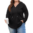 thumbnail image 1 of PINKSIR Womens Plus Size Hoodies Trendy Fall Fashion V Neck Oversized Sweatshirt Tops Clothes,Size 1X-5X, 1 of 10