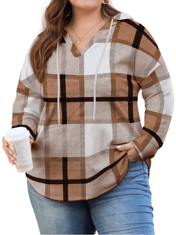 Womens Plus Size Hoodies Trendy Fall Fashion V Neck Oversized Sweatshirt Tops Clothes,Size 1X-5X