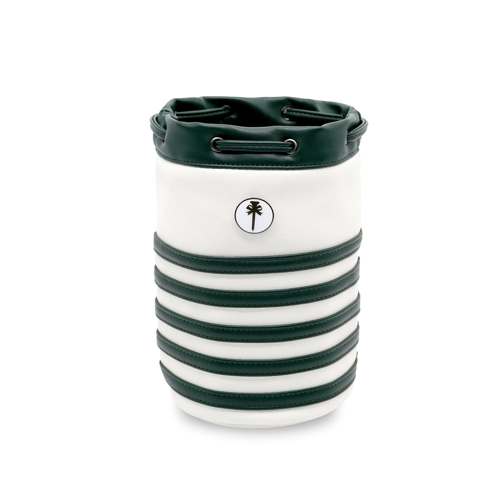 PINKTEE Golf Valuables Pouch Leather Golf Tee Pouch Ball Bag Bucket Waist Design with Removable Magnetic Ball Marker(green)