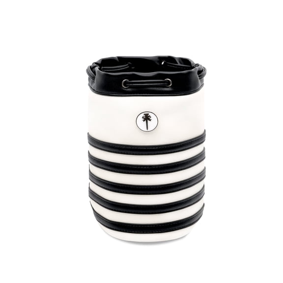 PINKTEE Golf Valuables Pouch Premium Leather Golf Tee Pouch Ball Bag Bucket Waist Design with Removable Magnetic Ball Marker(black)