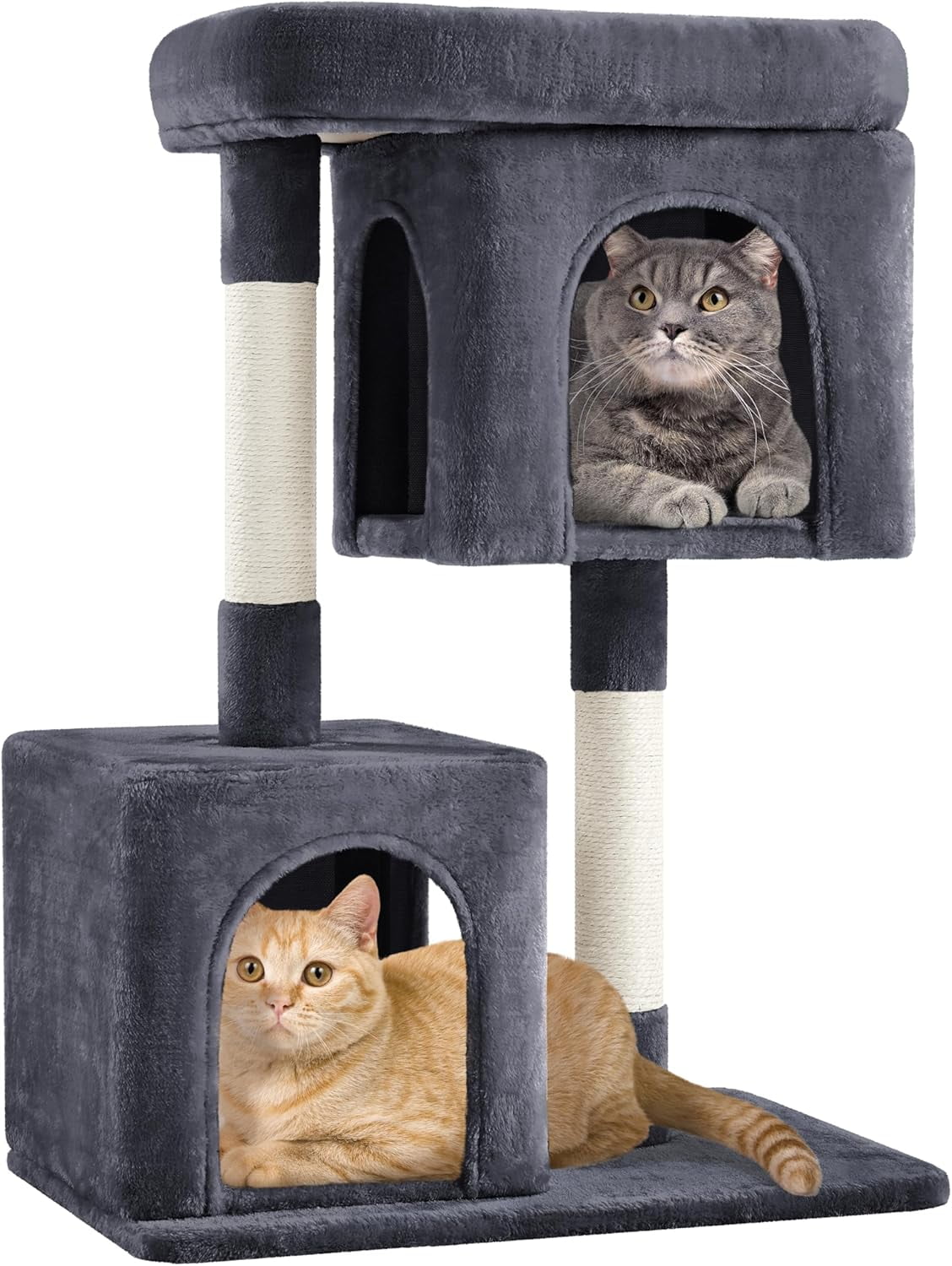 PINKYA 33.5in Cat Tree, Small Kittens Tower w/Large Perch&2 Cozy Condos ...