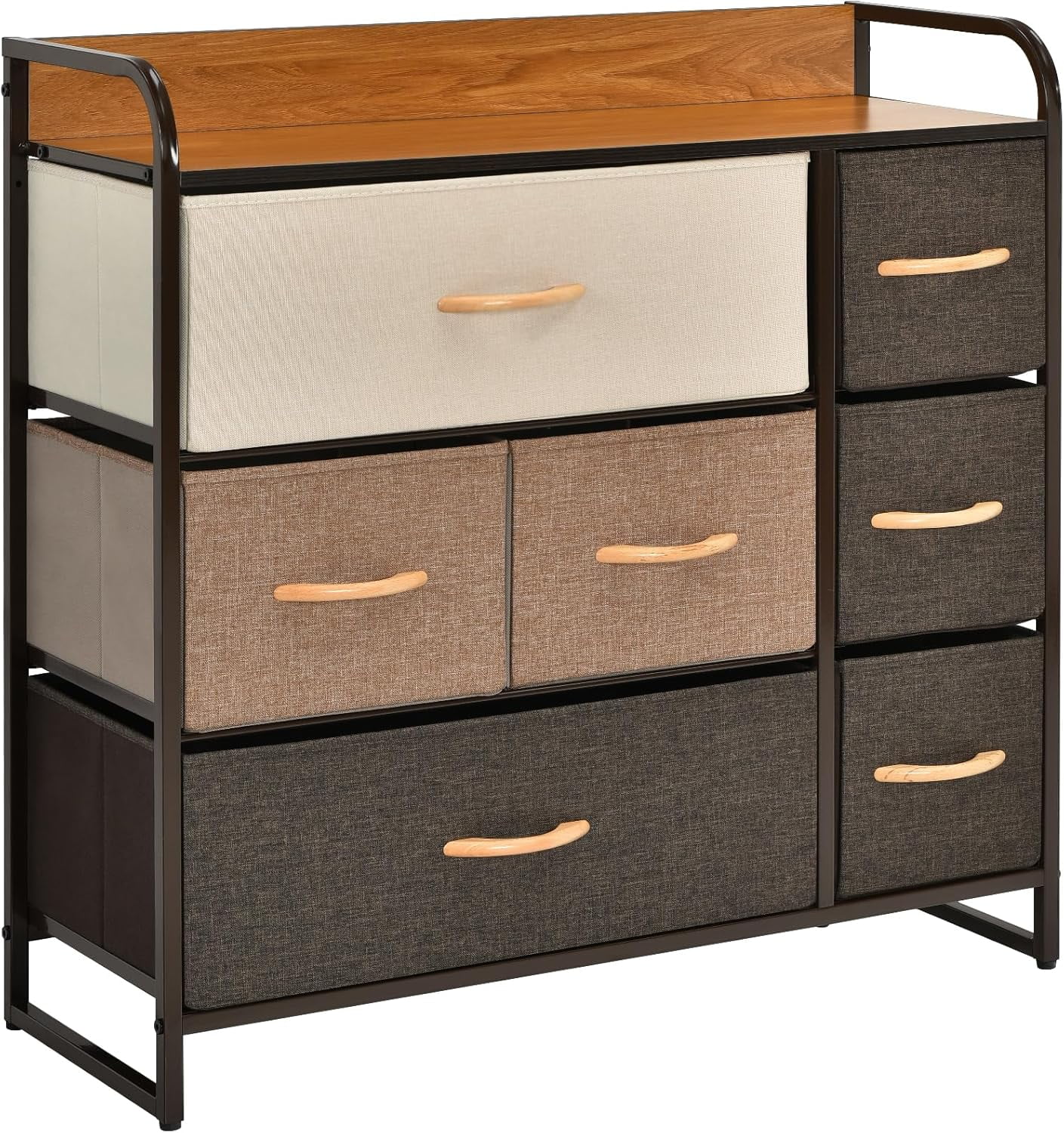 PINKYA 7 Drawer Dresser Storage Tower with Foldable Fabric Drawers