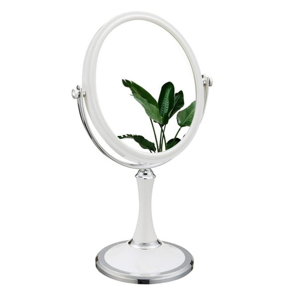 PINKZIO Tabletop Makeup Portable Two Sided 1X & 3X Magnifying Light-Weight Vanity Mirror with 360 Degree Swivel, ABS Plastic, White