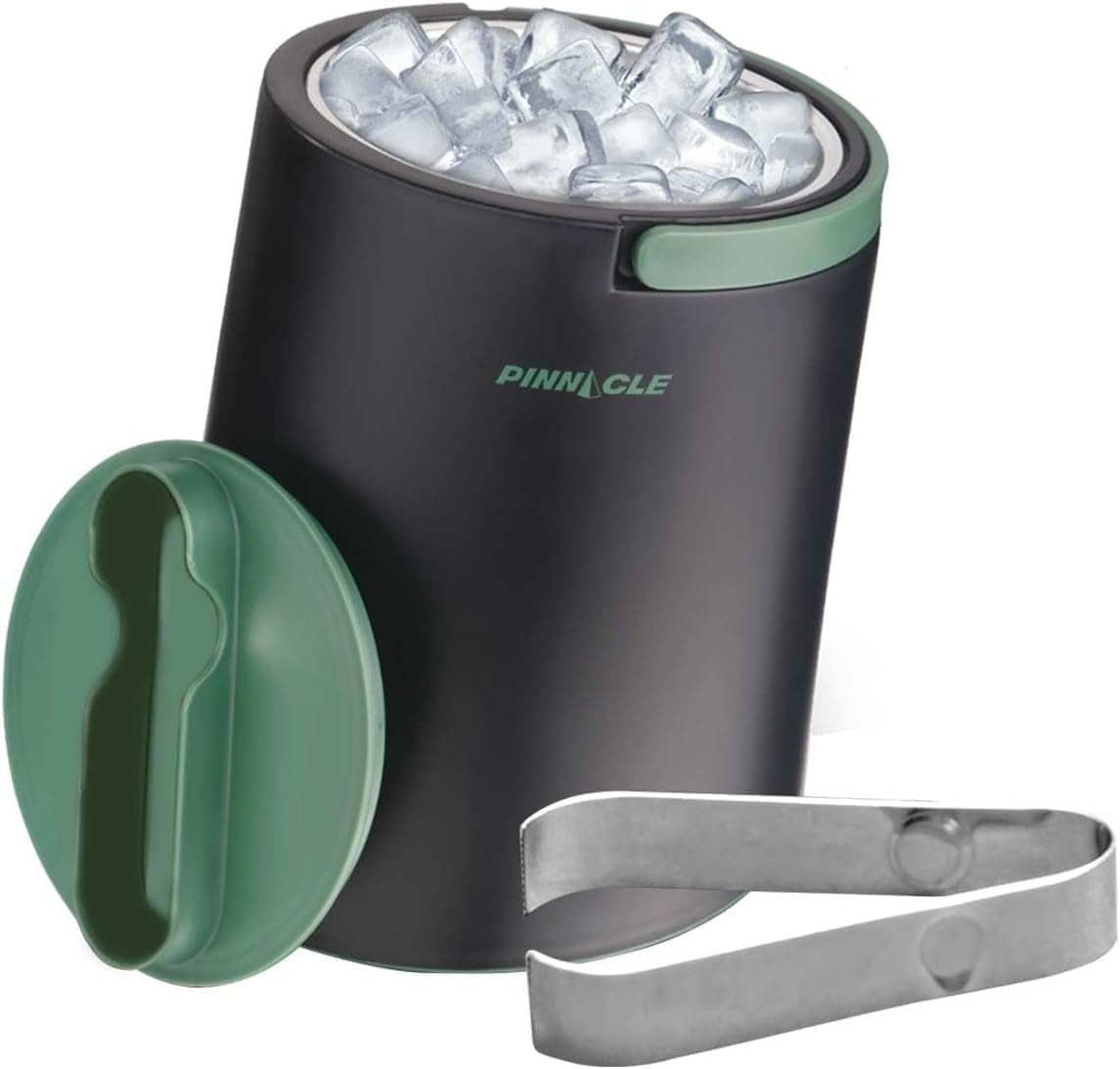 Green Insulated Stainless Steel Ice Bucket with Tongs and Lid