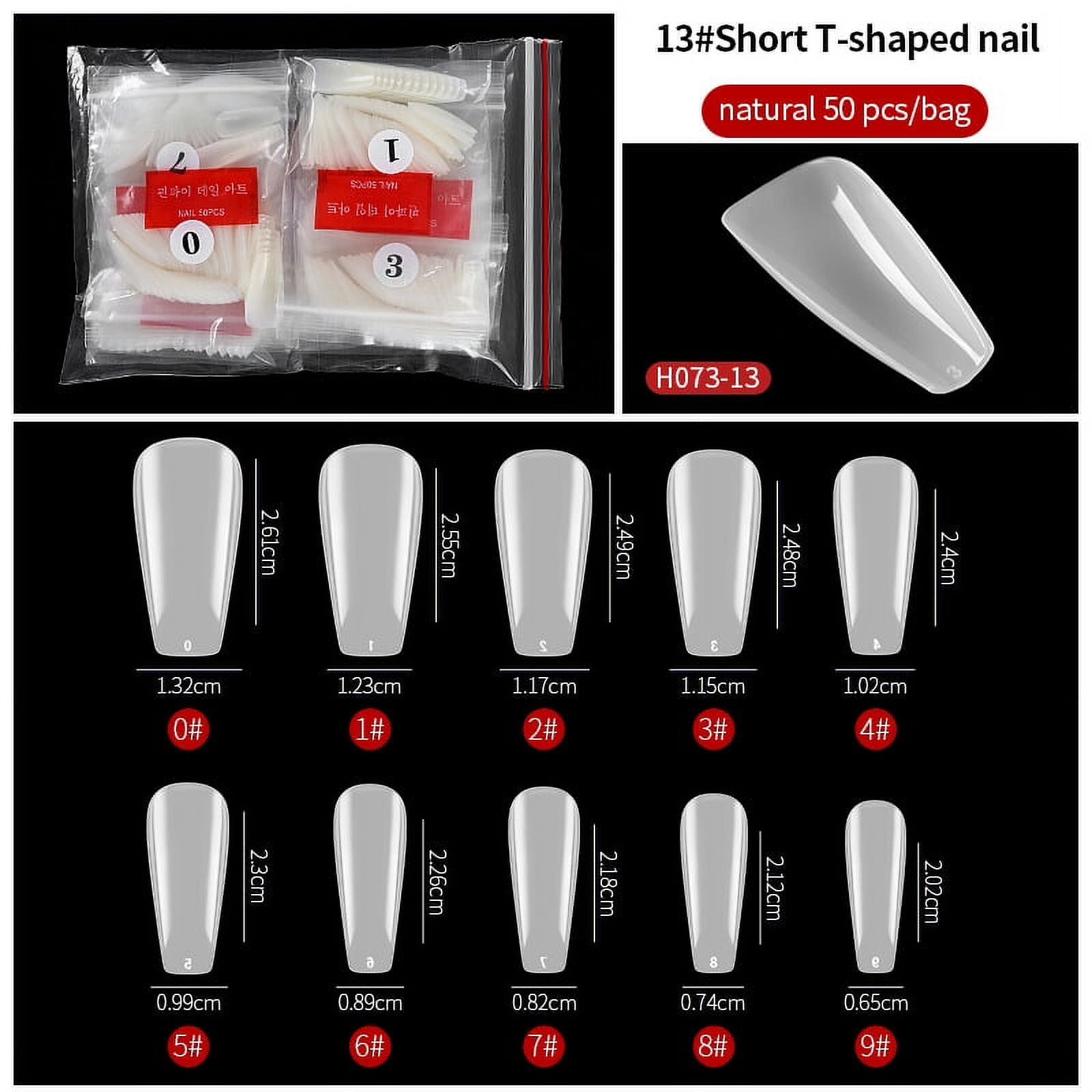 PINPAI 500 pcs Long Coffin Stiletto French Fake Nails Clear Half Full Cover Artificial False Nail Art Tips Capsule for Extension