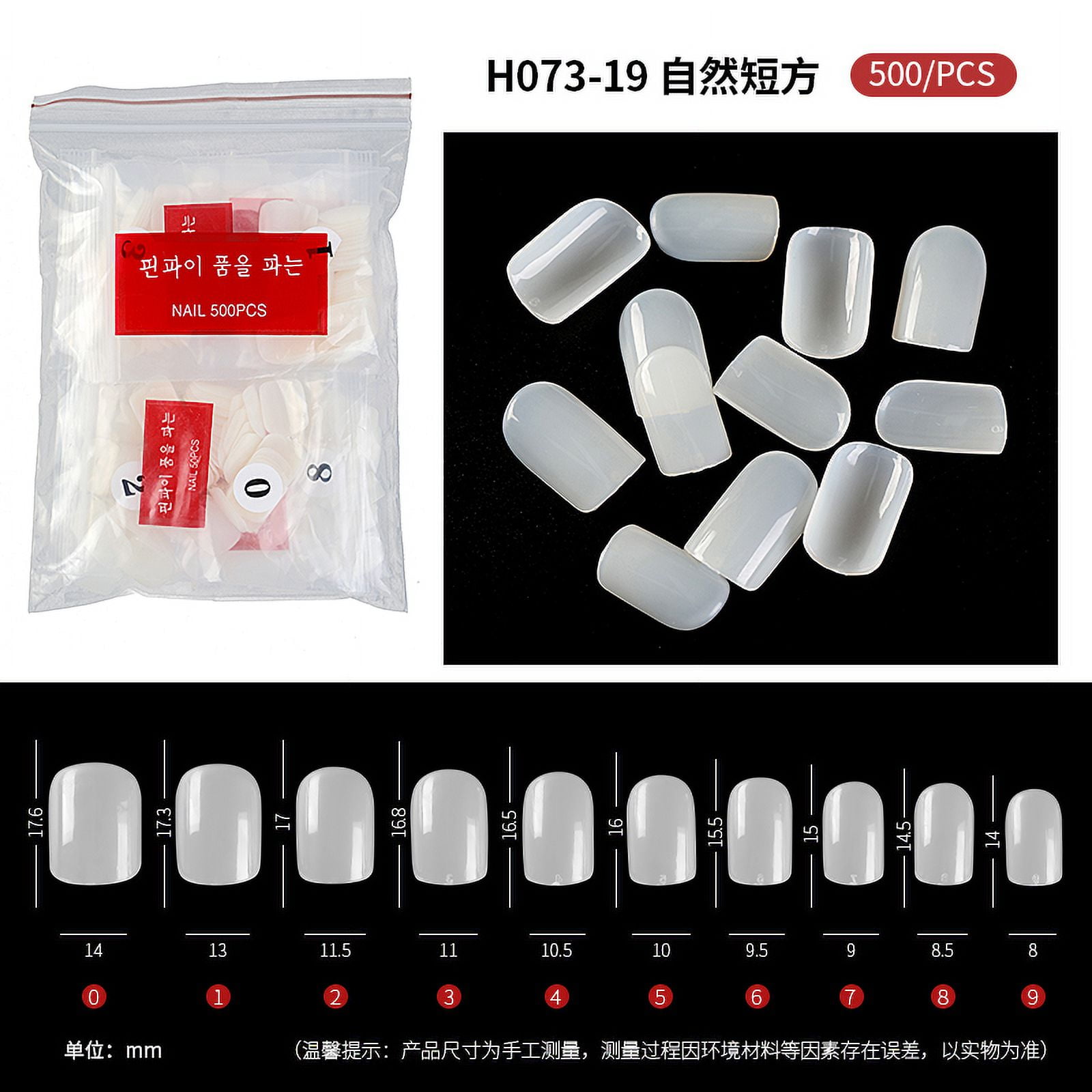 PINPAI 500 pcs Long Coffin Stiletto French Fake Nails Clear Half Full Cover Artificial False Nail Art Tips Capsule for Extension