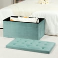 thumbnail image 1 of PINPLUS 31.5" Foldable Ottoman with Storage Bench for Living Room, Footrest Stool Teal Velvet Toy Chest Box, 1 of 12