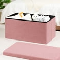 thumbnail image 1 of PINPLUS 31.5" Folding Ottoman Storage Bench,Foot Rest Stool Seat for Living Room,Pink,Sherpa Fabric, 1 of 10
