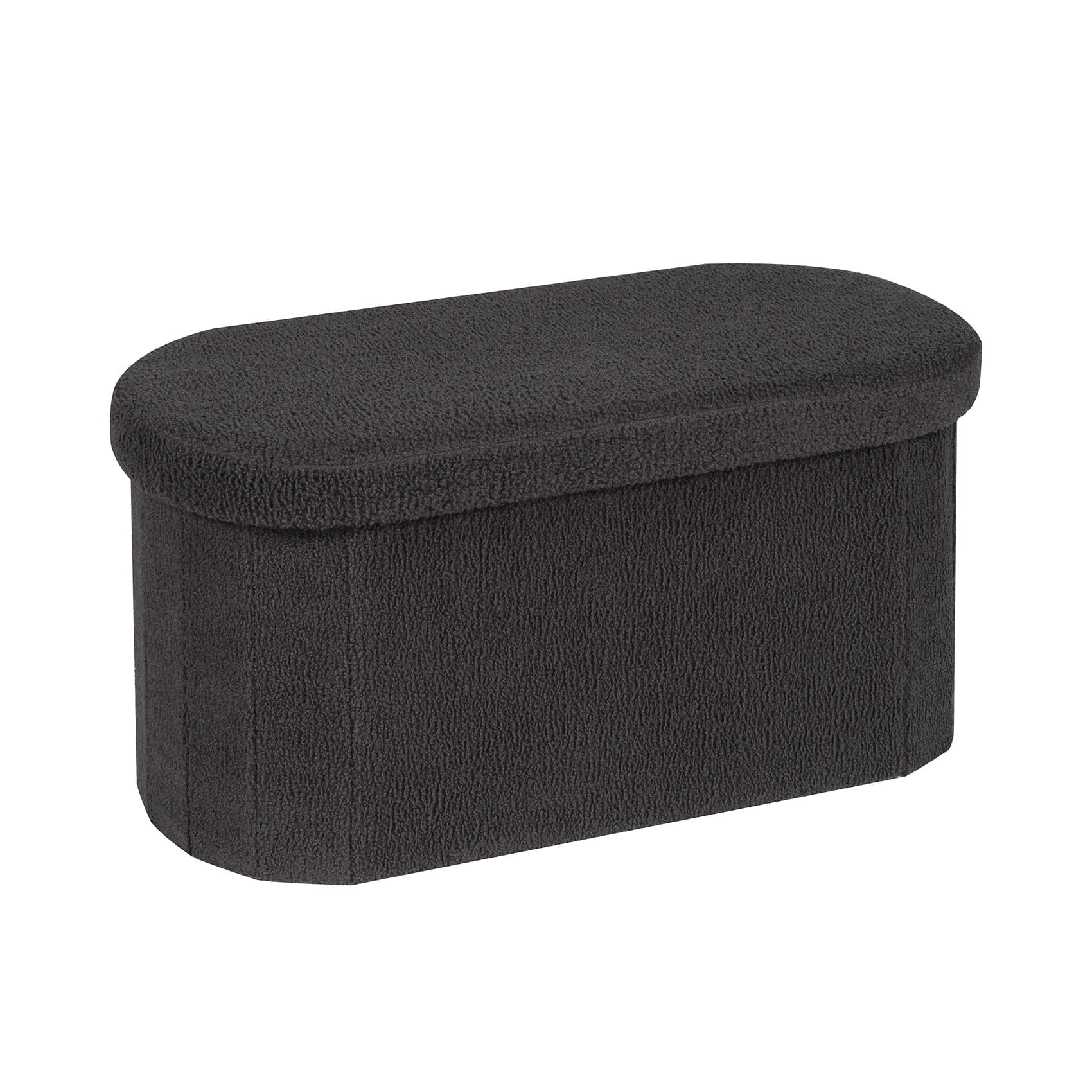 PINPLUS Storage Ottoman Bench Tufted Oval Ottoman Bench Foot Rest Velvet Bench with Storage 30" Darkgrey