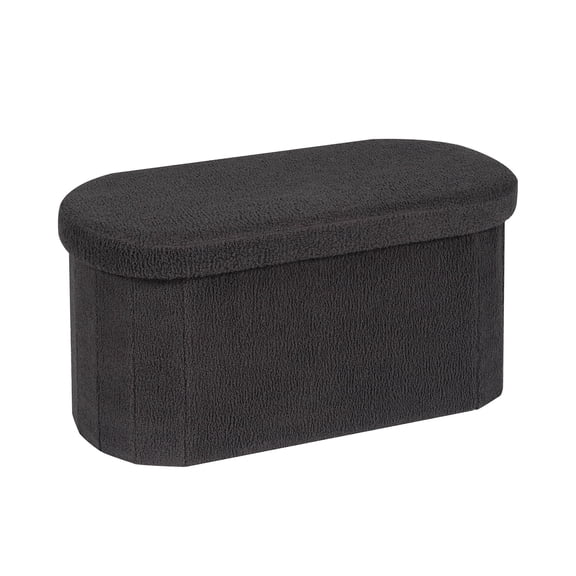 PINPLUS Storage Ottoman Bench Tufted Oval Ottoman Bench Foot Rest Velvet Bench with Storage 30" Darkgrey