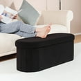 thumbnail image 1 of PINPLUS Storage Ottoman Bench Tufted Oval Ottoman Bench Foot Rest Velvet Bench with Storage 43" Black, 1 of 9