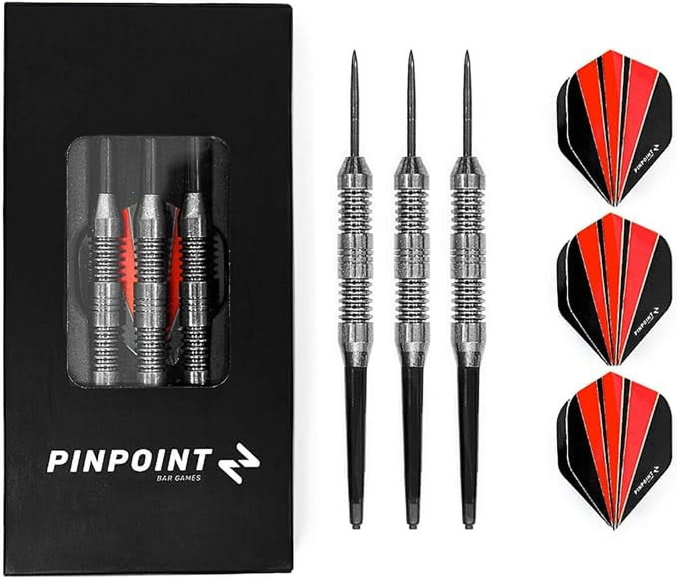 PINPOINT 20g Brass Darts Set - Dart Shafts & Dart Flights Set | Brass Barrels with Black Nickel Coating | Grooved Shafts for Excellent Grip & Control