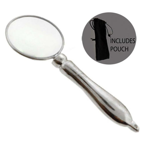 PINPOINT 5X Power Magnifier | Petite 3.5-Inch (8.9 cm) Length | 1.25-Inch (3.2 cm) Chrome-Plated Glass Lens | Keychain & Necklace Ready | Elegant Design with Protective Pouch