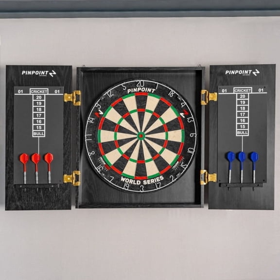 PINPOINT Wall-Mounted Darts Cabinet – Premium MDF Dartboard Cabinet with Professional Sisal Dartboard Options – Ideal for Home, Game Rooms & Social Clubs