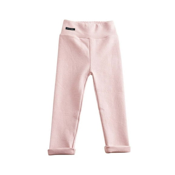 PINQI 1-6 Years Baby Active Leggings Toddler Kids Girls Cotton Lined Warm Leggings Stretchy Thick Tights Pants Elastic Waist Trousers(B-Pink,12-18 Months)