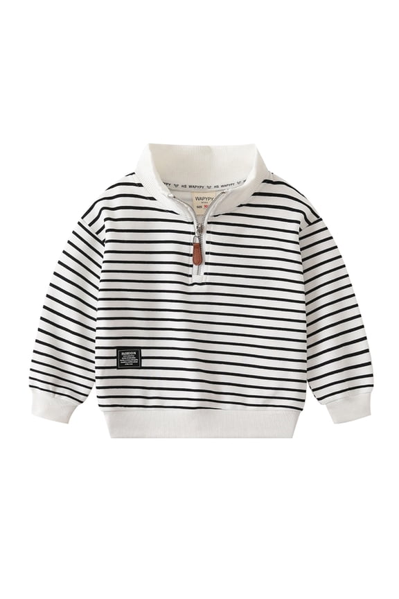 1-7 Years Kids Winter Blouse Boys Quarter Zip Pullover Sweater Toddler Fashion Long Sleeve Sweaters Mock Neck Warm Pullovers Tops(White-1,3-4 Years)