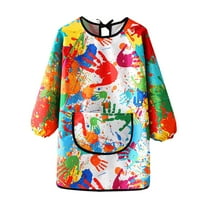 PINQI 2-13 Years Kids Art Smocks Water Proof Painting Aprons Toddler Short Sleeve Paint Smock Artist Overalls for Christmas Career Day(Red,2-3 Years)