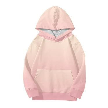 PINQI 2-14 Years Cute Hoodies for Teen Girls Trendy Preppy Hooded Sweatshirts Oversized Long Sleeve Shirts Gradient Clothes with Pocket for Girls(Pink,9-10 Years)