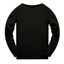 PINQI 3-14 Years Girls Boys Undershirt Long Sleeve Crewneck Tee T-Shirt Toddler Cotton Basic Warm Tops Shirts Solid Color Tee Pajamas Tops(Black,4-5 Years)