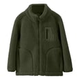 thumbnail image 1 of PINQI 3-16 Years Kids Outdoor Jacket Girl Fashion Korean Stand Collar Warm Cotton Thick Coat Outwear Thickened Coat with Pocket(Green,9-10 Years), 1 of 4