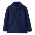thumbnail image 1 of PINQI 3-16 Years Kids Outdoor Jacket Girl Fashion Korean Stand Collar Warm Cotton Thick Coat Outwear Thickened Coat with Pocket(Navy,11-12 Years), 1 of 4