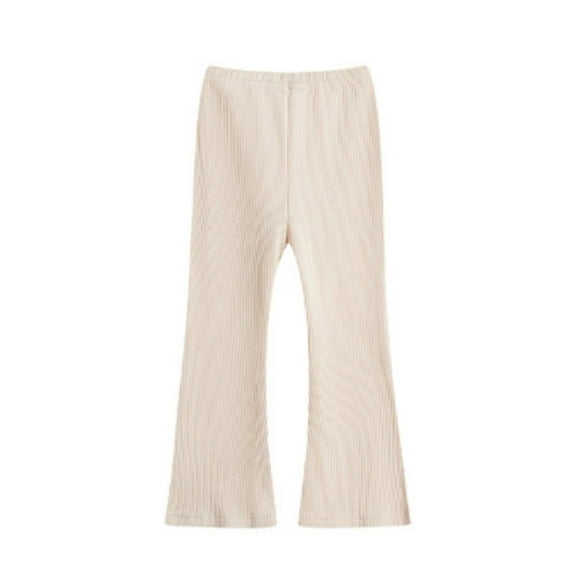 PINQI 3-8 Years Girls Flare Leggings Cotton Flare Pants for Girls High Waisted Boot Cut Yoga Pants Kids Comfortable Stretchy Bell Bottoms (Beige,7-8 Years)