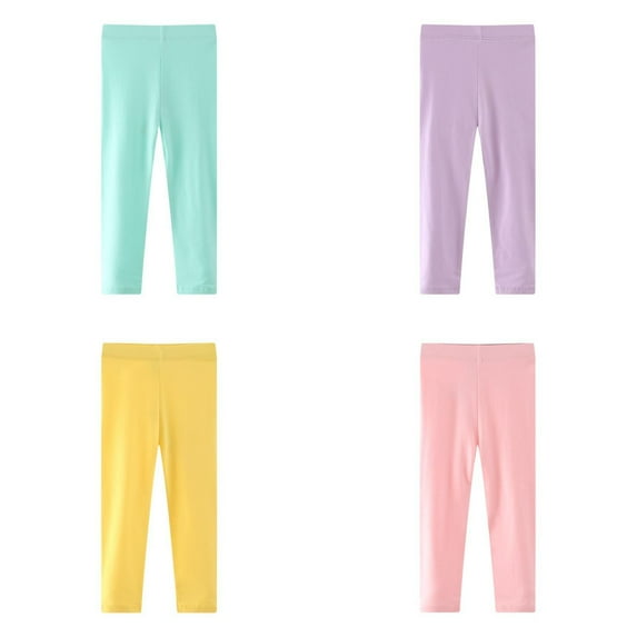 PINQI 4PCS Baby Elastic Leggings Little Girls Footless Leggings Tight Cotton Thin Leggings Toddler Baby Solid Stretch Trousers Legging Breathable Cotton Blend Girls Pants for All-Day Wear Baby