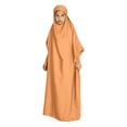 thumbnail image 1 of PINQI 6-13 Years Children Kids Daily Casual Dress O Neck Dress Kids Girls Solid Elegant Dress Casual Long Sleeve Solid Color Hooded Dress(Orange-a,10-11 Years), 1 of 4