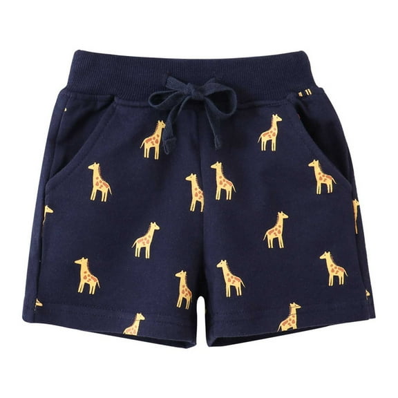 PINQI Active Shorts for Child Kids Toddler Baby Girls Boys Print Animal Spring Summer Elastic Waist Drawstring Shorts Ruffle Clothes for 1 to 7 Years
