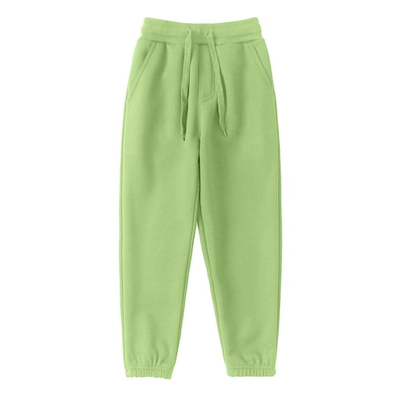 PINQI Baby Active Warm Leggings Little/big Kids Fall and Winter Girls Solid Color Corduroy Elastic Waistband Ankles Pants with Pockets for 1-10 Years(Mint Green-b,5-6 Years)