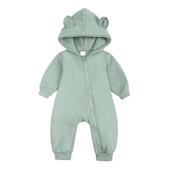 PINQI Baby Birthday Playsuit Children's Jumpsuit Autumn/Winter Cute Cartoon Bear Hooded Zippered Jumpsuit Party Birthday
