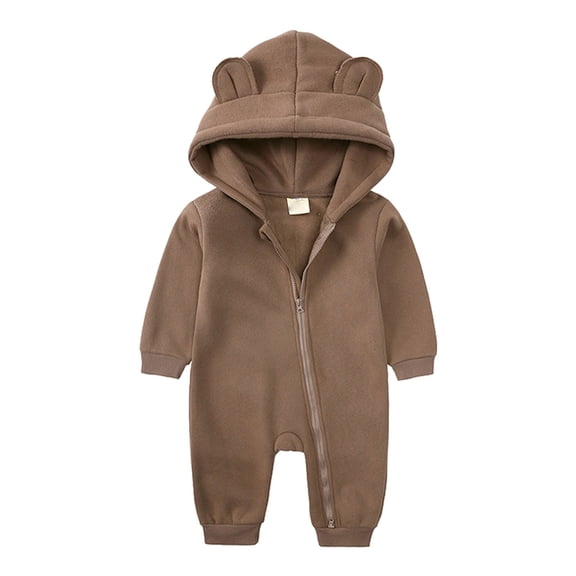 PINQI Baby Birthday Playsuit Children's Jumpsuit Autumn/Winter Cute Cartoon Bear Hooded Zippered Jumpsuit Party Birthday