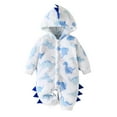 thumbnail image 1 of PINQI Baby Boys Fleece Dinosaur Jumpsuits Padded Fuzzy Zip up Hooded Bodysuits New Born Winter Warm Plush Romper Clothes, 1 of 8