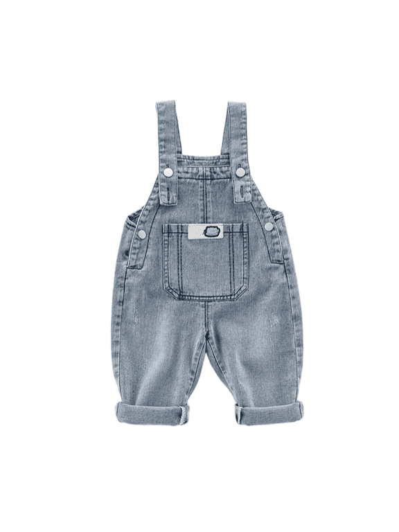 Baby Boys Girls Denim Overalls Kids Washed Distressed Suspender Jeans Toddler Summer Casual Jumpsuits with Pocket