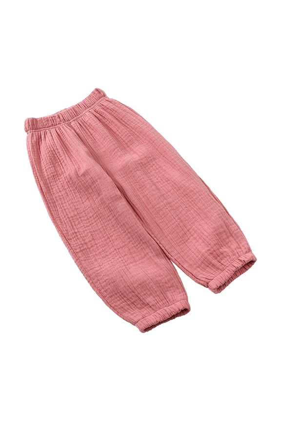 Baby Boys and Girls Pants Thin Pants Toddler Comfy Elastic Waist Jogger Pants Solid Thermal Lined Jogger Sweatpants Kids Casual Solid Pants(Pink-2,18-24 Months)