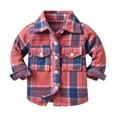 thumbnail image 1 of PINQI Baby Boys Girls Western Plaid Shirt Kids Shacket Flannel Dress Shirts Fall Vintage Streetwear Aesthetic Long Sleeve Jacket, 1 of 7
