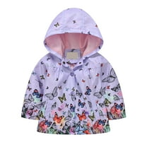 PINQI Baby Cartoon Jacket Toddler Kids Boys Girls Long Sleeve Prints Windproof Jacket Hooded Lightweight Kids Coats Windbreaker Casual Outerwear