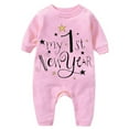 thumbnail image 1 of PINQI Baby Cute Jumpsuit My First New Year Clothes Baby Boys Girls Outfits Letter Print Romper Jumpsuit Headband Outfits Set, 1 of 3