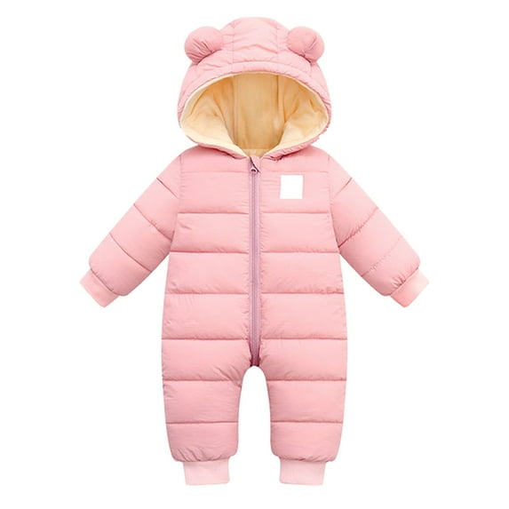 PINQI Baby Dress Snowsuit Baby Winter Warm Hooded Thick Down Jumpsuit Romper Jacket Long Sleeve Overcoat for Boys and Girls