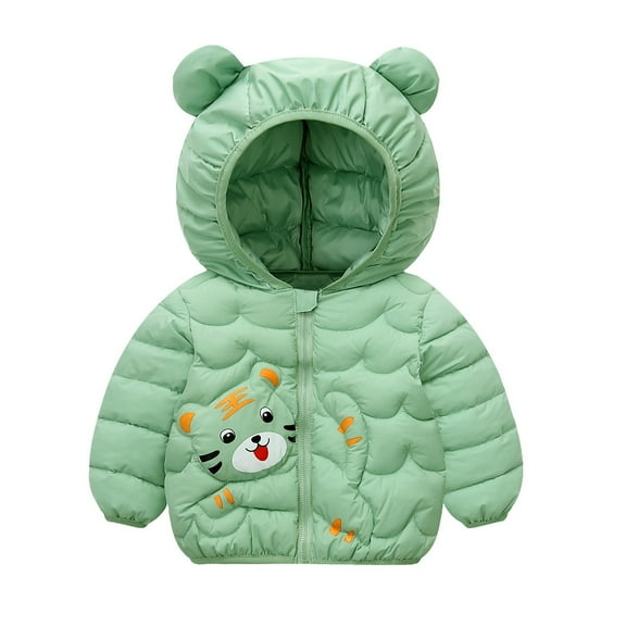 PINQI Baby Fashion Snowsuit Toddler Kids Baby Boys Girls Winter Down Coats Cute Bear Ears Coats with Hoods Cartoon Lightweight Jacket Outwear