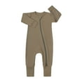 thumbnail image 1 of PINQI Baby Girls Boys Cotton Rompers Footless Pajamas Zipper Short Sleeve Cotton Zipper Footless Sleeper Jumpsuit Sleep and Playsuit(Coffee-2,3-6 Months), 1 of 3