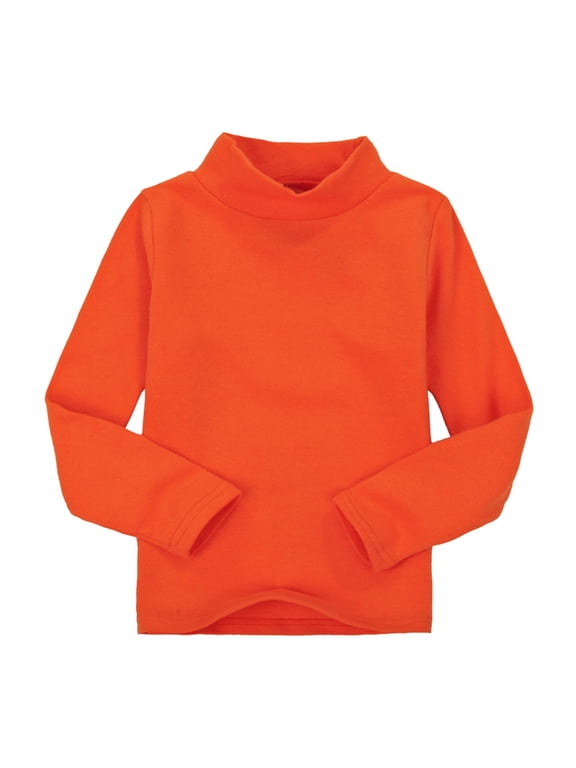 Baby Girls Boys High Neck Candy Color Children's Long Sleeve Base Turtleneck T Shirt for 2 To 7 Years Solid Color Mock Neck Shirt Knitwear Blouse Fall Winter Clothes(Orange,2-3 Years)