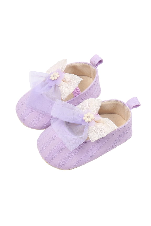 Baby Girls Princess Lace Bowknot Soft Sole Cloth Shoes Sneaker Toddler Prewalker Lightweight Cute Baptism Shoes