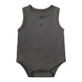 thumbnail image 1 of PINQI Baby Girls Solid Color Summer Sleeveless Bodysuit Cute Crawling Crewneck Romper Clothes Girl Outfit Soft and Comfy Playsuit(Grey-a,6-12 Months), 1 of 2