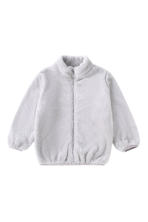 Baby Loose Outwear Little/big Kids Boys and Girls Solid Color Zipper Long Sleeve Short Collar Winter Warm Coat Daily Lightweight Jackets