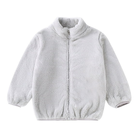 PINQI Baby Loose Outwear Little/big Kids Boys and Girls Solid Color Zipper Long Sleeve Short Collar Winter Warm Coat Daily Lightweight Jackets