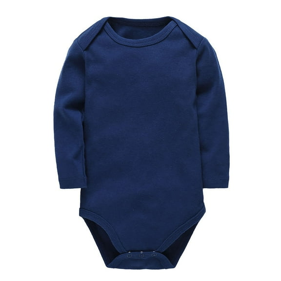 PINQI Baby Plain Cotton Short Sleeve Jumpsuit Children's Romper Boys and Girls Solid Color Bodysuit Summer Soft and Comfy Clothes(a-Blue,3-6 Months )